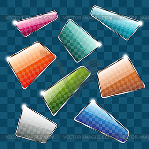 Set of colorful plates on abstract background - vector clip art