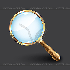 Magnifying glass on dark background - vector image