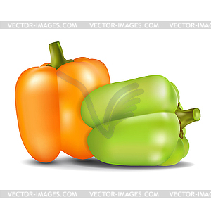 Orange and green sweet pepper - vector image