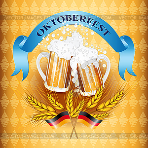 Vintage styled emblem with glasses of beer - vector image