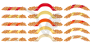 Oak wreathes with colorful ribbons - vector clipart