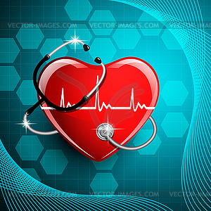 Stethoscope medical equipment and heart shape - vector image