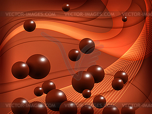 Dark chocolate balls on abstract background - vector EPS clipart