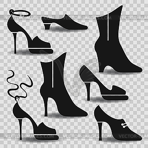 Different types of women shoes - vector image