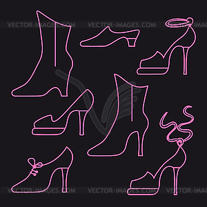 Different types of women shoes - vector clipart