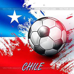 Soccer ball on Chilean flag background - color vector clipart