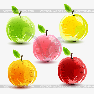 Set of fresh apples - vector image