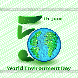 World environment day sign on colorful background - vector clip art