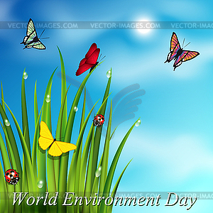 World environment day postcard background - vector clipart