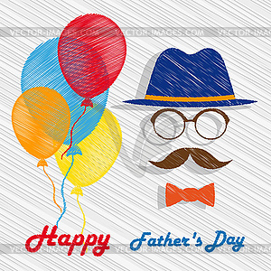 Happy Fathers Day greeting card - color vector clipart