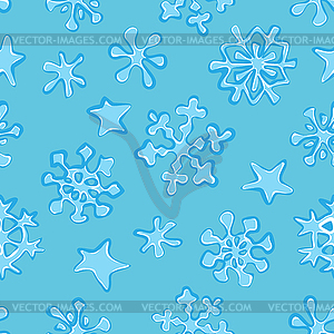 Christmas snowflakes on blue background. Seamless - vector clip art