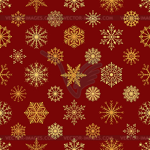 Christmas snowflakes on red background - vector clip art