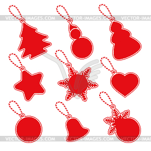 Red christmas sale signs - vector clip art