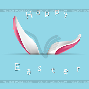 Happy easter postcard. Rabbit ears on blue - vector clipart