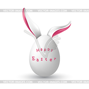 Happy easter postcard. Egg with rabbit ears - vector clip art