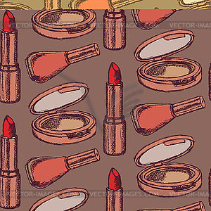 Sketch beauty equipment in vintage style - vector clipart