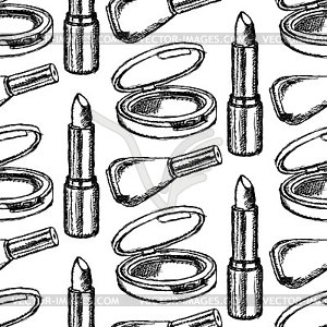 Sketch beauty equipment in vintage style - vector clip art