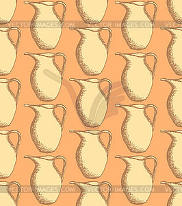 Sketch pitcher in vintage style, - vector image