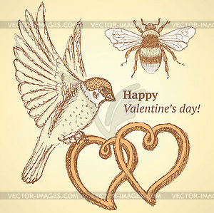 Sketch cute Valentine card - royalty-free vector image