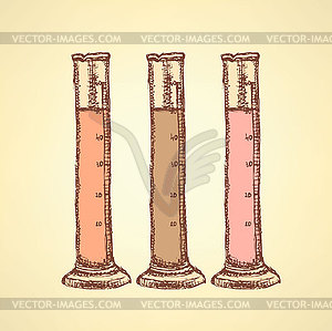 Sketch beaker in vintage style - vector image