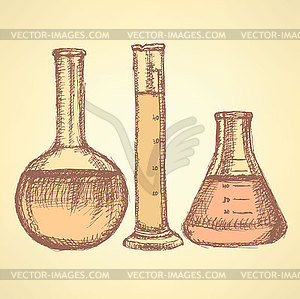 Sketch beaker in vintage style - vector EPS clipart