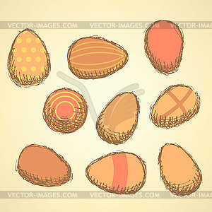 Sketch Easter eggs set in vintage style - vector clip art