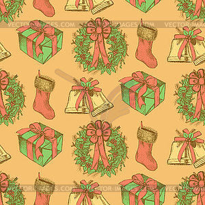 Sketch Christmas set in vintage style - royalty-free vector clipart