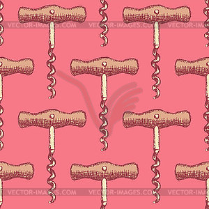 Sketch cute corkscrew in vintage style - vector image