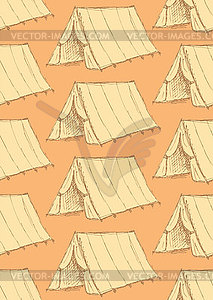 Sketch touristic tent in vintage style - vector clipart