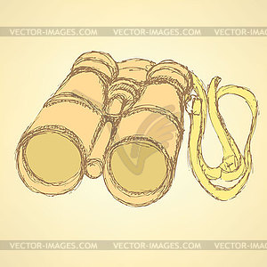 Sketch cute binocular in vintage style - vector clip art