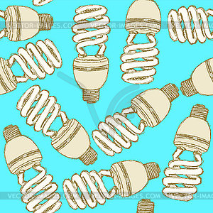 Sketch economic light bulb in vintage style - color vector clipart