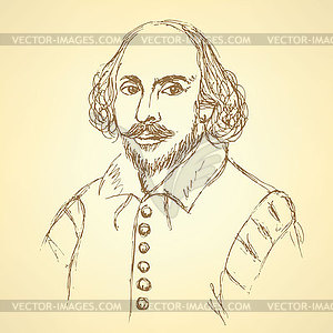 Sketch William Shakespeare portrait in vintage style - vector image