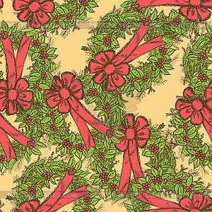 Sketch Christmas seamless pattern in vintage style - vector image