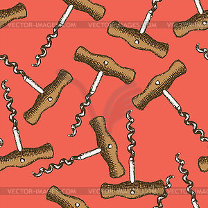 Sketch cute corkscrew in vintage style - vector clip art