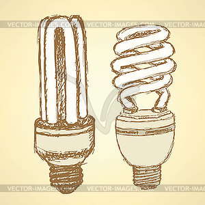 Sketch economic light bulb in vintage style - vector image