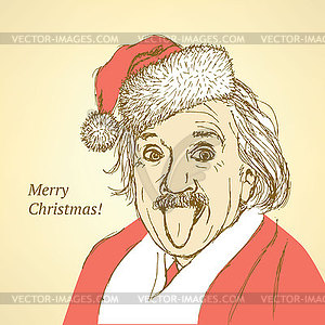 Sketch Albert Einstein in vintage style - vector clipart