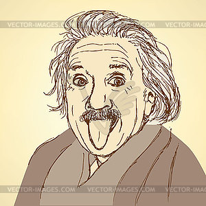 Sketch Albert Einstein in vintage style - color vector clipart