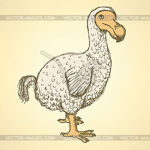 Sketch dodo bird in vintage style - vector image