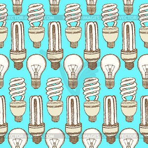 Sketch light bulbs in vintage style - vector clipart