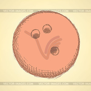 Sketch bowling ball in vintage style - vector clipart
