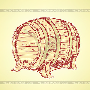 Sketch wine barrel in vintage style - vector clipart