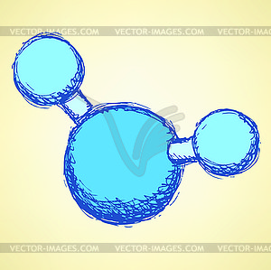 Sketch water molecule in vintage style - vector clipart