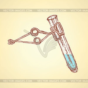 Sketch flask holder in vintage style - vector clipart