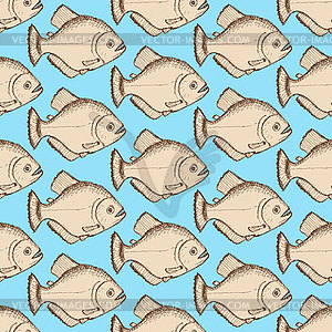 Sketch dangeous piranha in vintage style - vector clipart