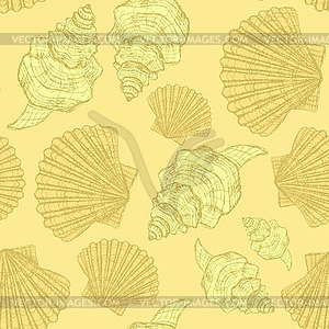 Sketch sea shell in vintage style - vector image