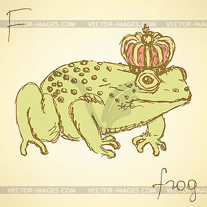 Sketch fancy frog in vintage style - vector clipart