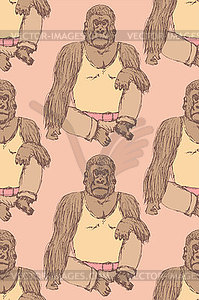 Sketch fancy gorilla in vintage style - royalty-free vector clipart