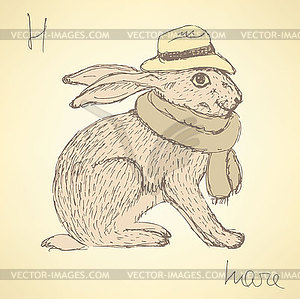 Sketch fancy hare in vintage style - vector clip art