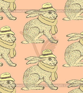 Sketch fancy hare in vintage style - vector clipart