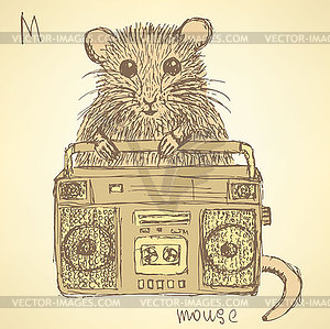 Sketch fancy mouse in vintage style - royalty-free vector image